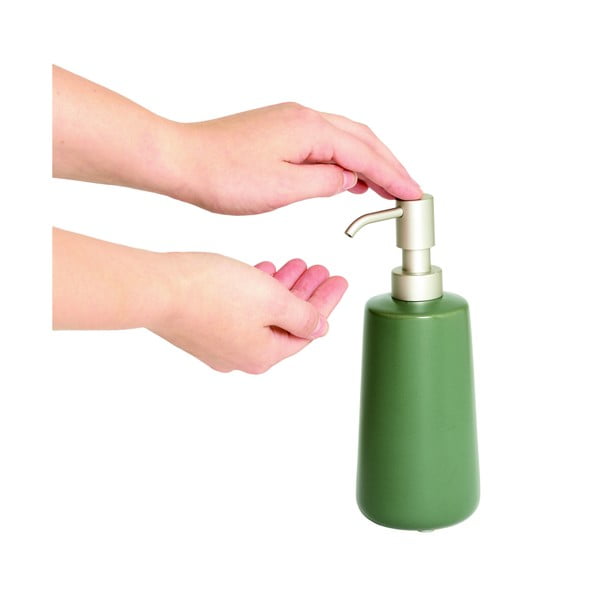 Distributore di sapone in ceramica verde Vanity Eco - iDesign-image-2