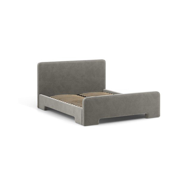 Letto matrimoniale imbottito grigio con rete inclusa 140x200 cm Eda – Micadoni -image-1
