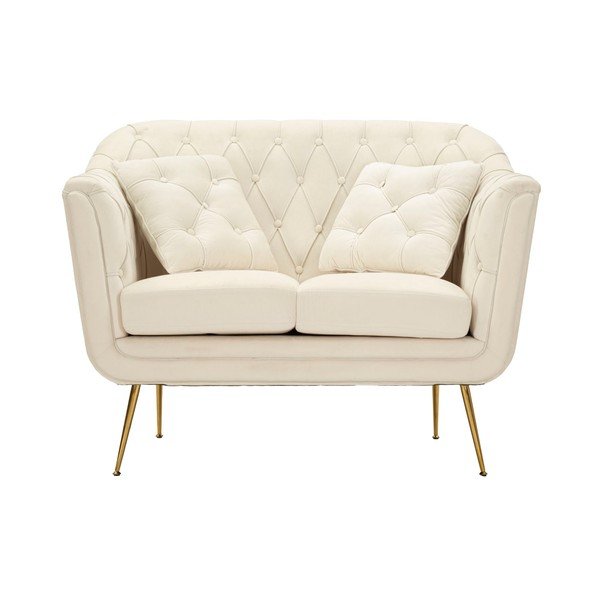 Divano color crema con rivestimento in velluto 130 cm Budapest – Mauro Ferretti