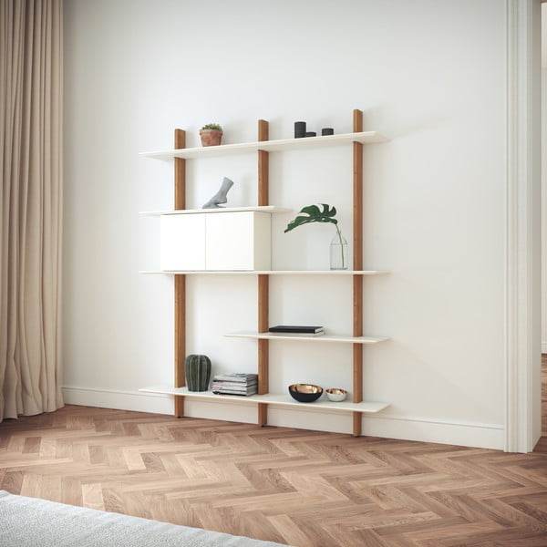 Scaffale modulare in rovere decorato in bianco e naturale 162x190 cm Bridge - Tenzo-image-3