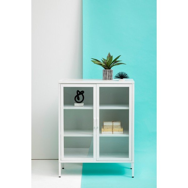 Vetrina bianca in acciaio 80x102x40 cm Acier – Premier Housewares-image-1
