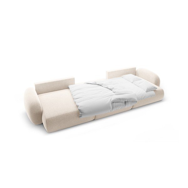 Divano angolare color crema allungabile/con contenitore (a U) con rivestimento in ciniglia Tonale – Cosmopolitan Design-image-3