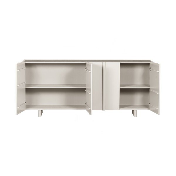 Cassettiera bassa modulare crema in legno di pino 200x85 cm Basu - WOOOD-image-3