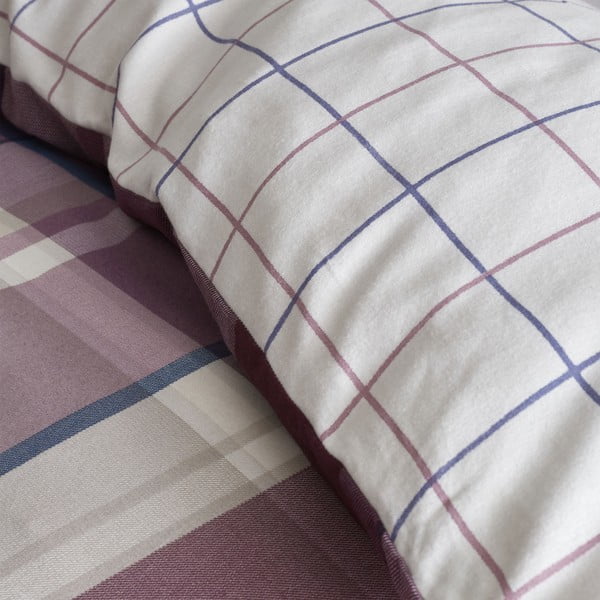 Biancheria da letto singola viola 135x200 cm Check - Catherine Lansfield-image-3