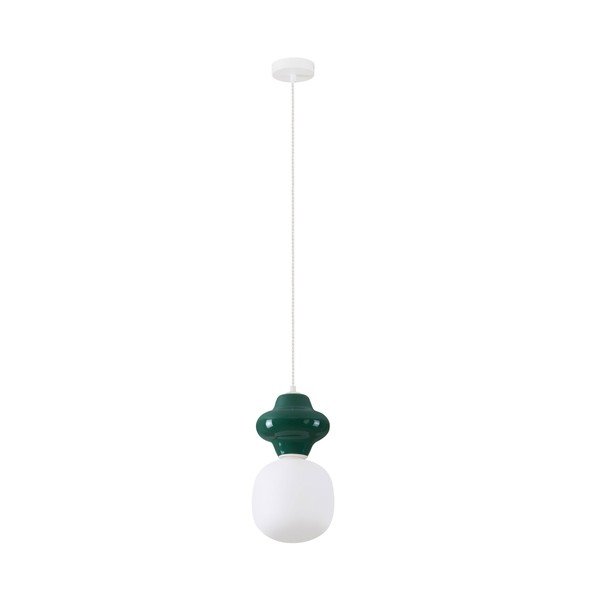 Lampadario bianco/color petrolio in ceramica con paralume in vetro ø 18 cm Clio – Nova Luce
