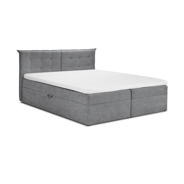 Letto boxspring grigio con contenitore 200x200 cm Echaveria - Mazzini Beds