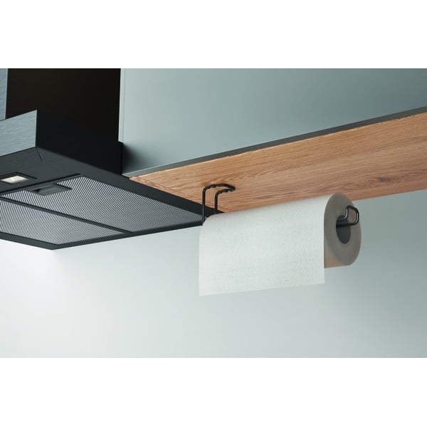 Porta asciugamani da cucina a parete nero - Metaltex-image-1