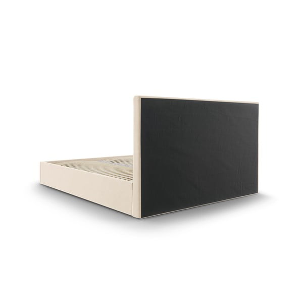 Letto matrimoniale imbottito beige con contenitore con griglia 180x200 cm Nerin - Mazzini Beds-image-4