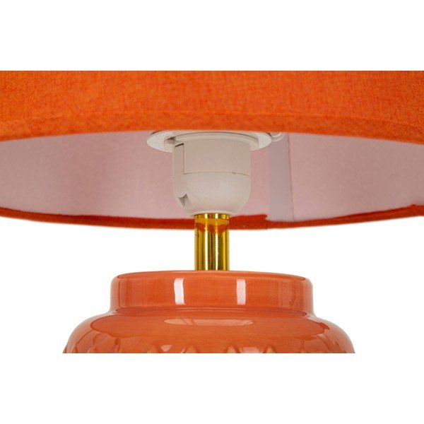 Lampada da tavolo arancione in ceramica con paralume in tessuto (altezza totale 44 cm) – Mauro Ferretti-image-4