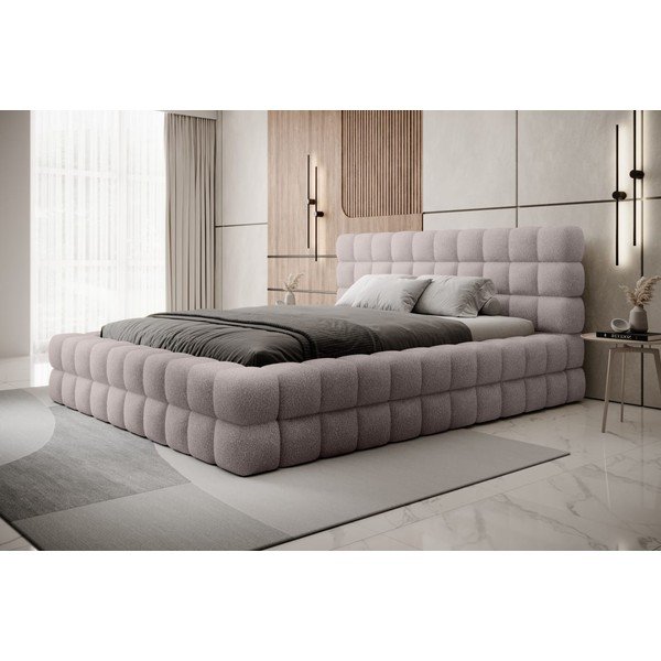 Letto matrimoniale imbottito rosa chiaro con contenitore e rete inclusi 180x200 cm Dizzle – ELTAP-image-3