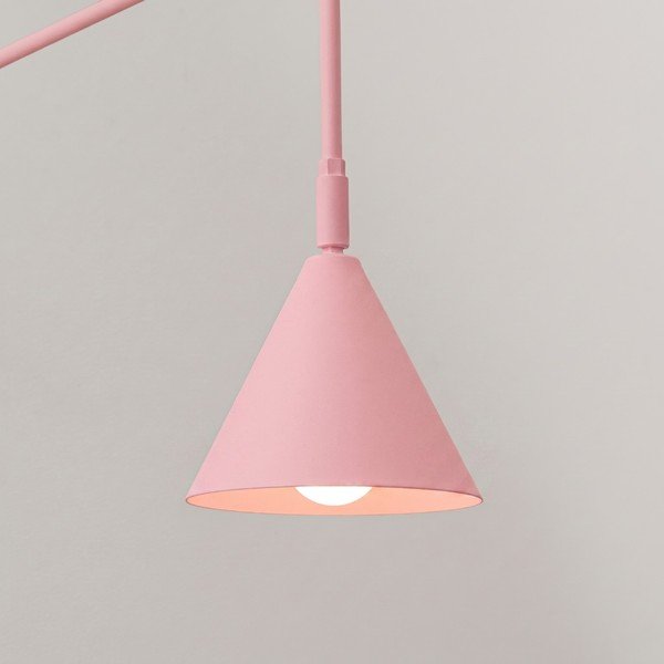 Lampada da parete rosa in acciaio con alimentazione a corrente con struttura flessibile Zylo – Sollux-image-4