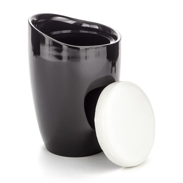 Sgabello bianco e nero con vano portaoggetti Cuscino - Tomasucci-image-1