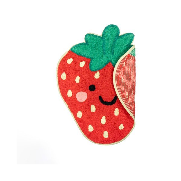 Tappeto per bambini rosso in cotone 60x52 cm Strawberry – Sass & Belle-image-1