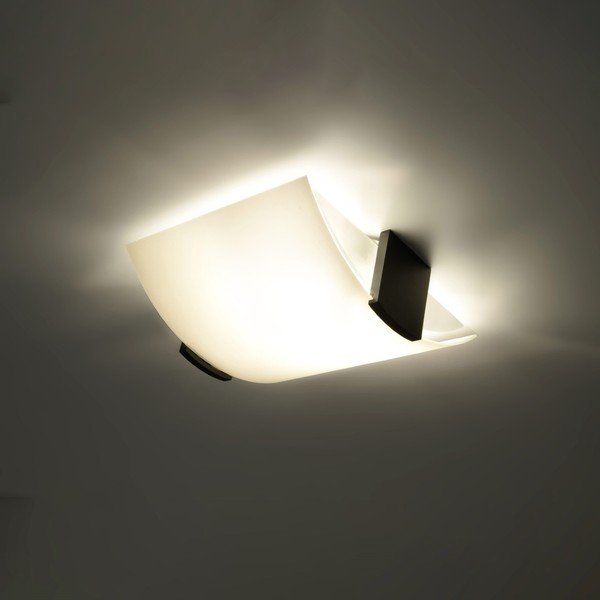 Lampada da soffitto bianca con paralume in vetro 33x30 cm Eva - Sollux-image-3