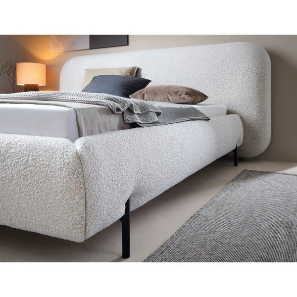 Letto matrimoniale imbottito beige con contenitore e rete inclusi 160x200 cm Pointt – ELTAP-image-4