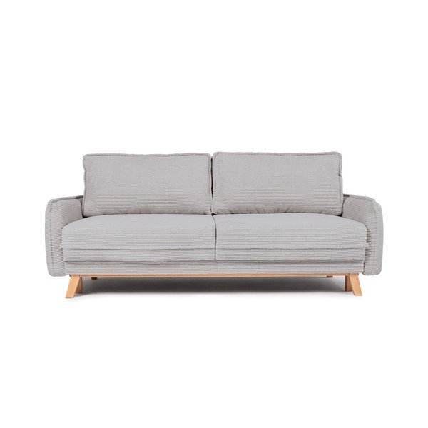 Divano grigio chiaro allungabile/con contenitore con rivestimento in velluto a coste 218 cm Tori – Bonami Selection