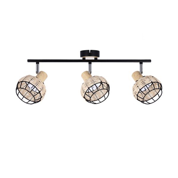 Lampada da soffitto nera e crema con paralume in metallo e rattan ø 12 cm Tajga - Candellux Lighting-image-1