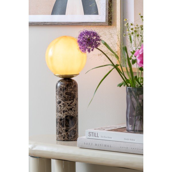 Lampada da tavolo marrone scuro in marmo (altezza totale 38 cm) Lazio Sphere – Leitmotiv-image-1