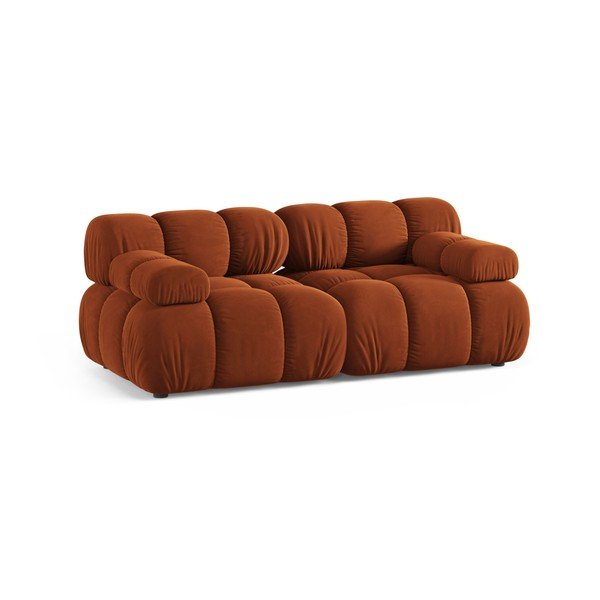 Divano componibile color terracotta con rivestimento in velluto 188 cm – Micadoni -image-1