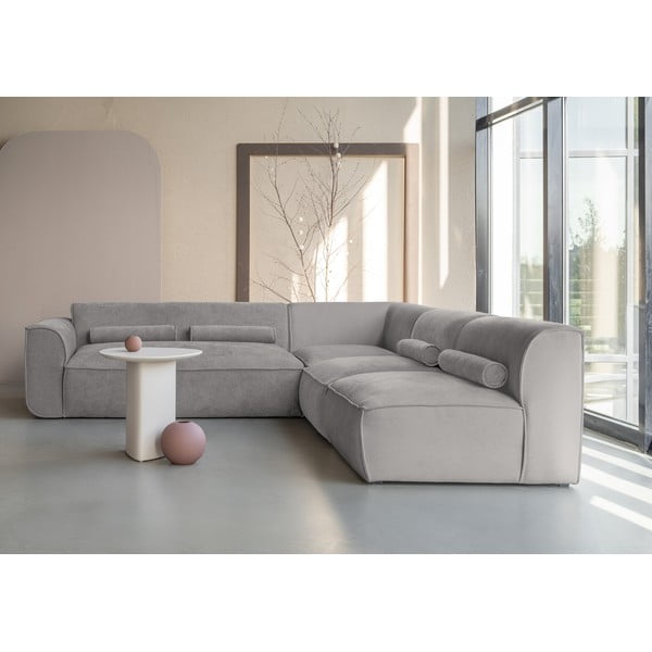 Divano angolare componibile in grigio chiaro (con penisola a destra) Flex Felix – Miuform-image-1