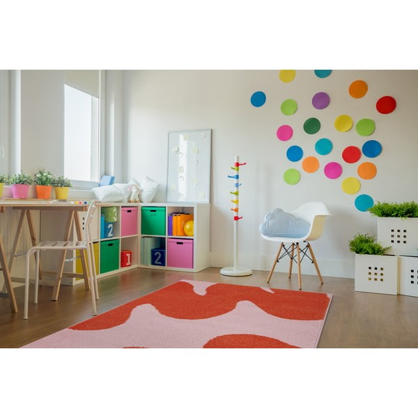 Tappeto per bambini rosso e rosa 80x150 cm Hugsy Coral – FD-image-1