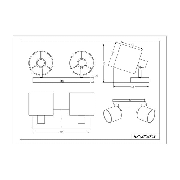 Plafoniera bianca/grigia con paralume in tessuto ø 12 cm Tommy – Reality-image-2