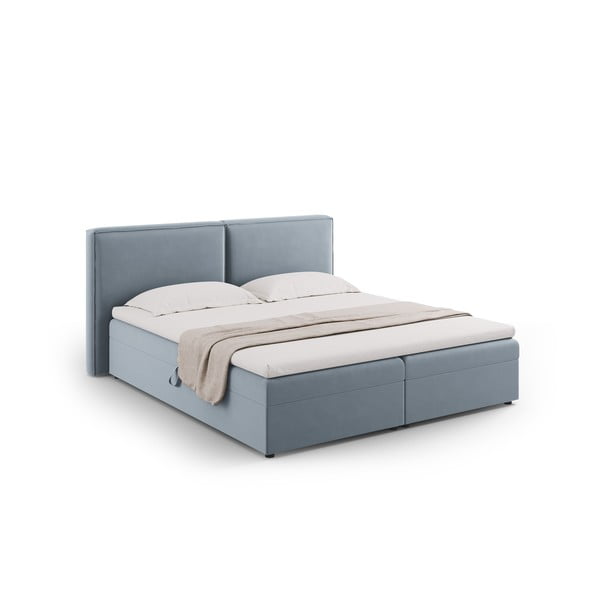 Letto boxspring azzurro con contenitore 180x200 cm Arendal - Cosmopolitan Design-image-4