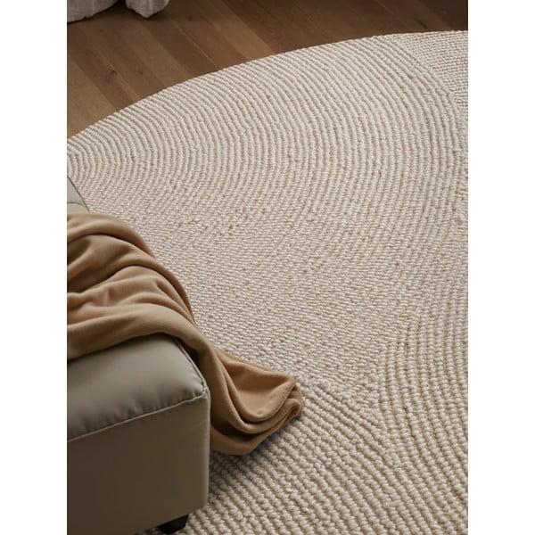 Tappeto rotondo colore naturale chiaro in lana tessuto a mano ø 200 cm Eleni Natural White – Hanse Home-image-3