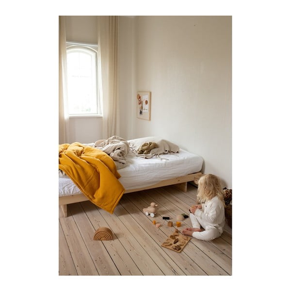 Letto singolo in legno di pino con griglia colorata naturale 90x200 cm Kanso - Karup Design-image-1