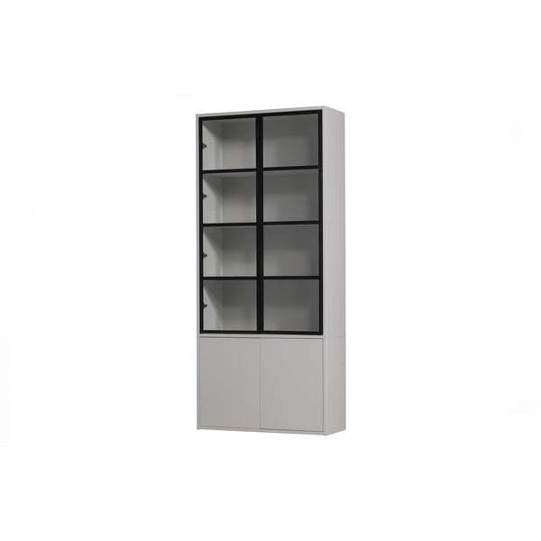 Vetrina in legno di pino grigio chiaro 101x230 cm Basic - vtwonen-image-2