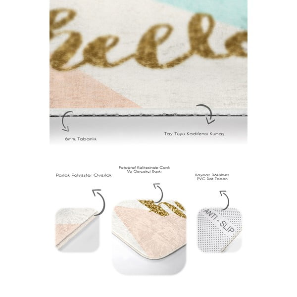 Set di tappetini per il bagno in velluto crema/dorati 2 pz 60x100 cm Hello – Mila Home-image-3