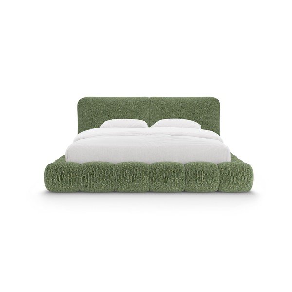 Letto matrimoniale imbottito verde con contenitore con rete inclusa 200x200 cm Solange – Micadoni -image-4