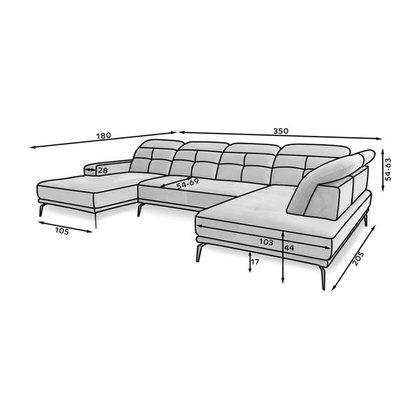 Divano angolare nero (con penisola a destra/a U) Bretan – ELTAP-image-2