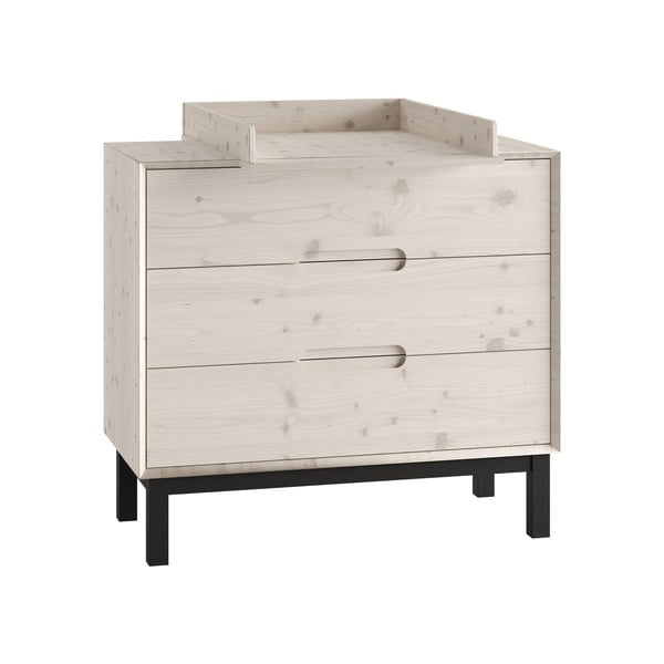 Cassettiera per bambini bassa bianca in pino massiccio 100x91 cm Country – Pinio-image-3