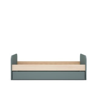 Letto da bambini estraibile di colore naturale/verde polveroso con effetto pino con contenitore con rete inclusa 90x200 cm Esteban – Marckeric