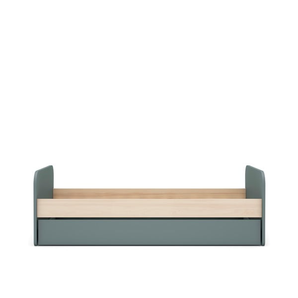 Letto da bambini estraibile verde polveroso con effetto pino con contenitore con rete inclusa 90x200 cm Esteban – Marckeric-image-1