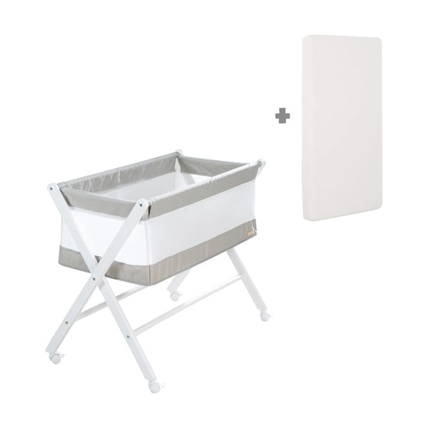 Culla pieghevole bianca su ruote 90x45 cm - Roba-image-2