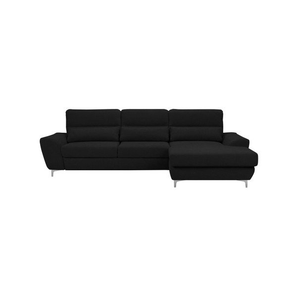 Černá rozkládací rohová pohovka Windsor & Co Sofas Omega, pravý roh