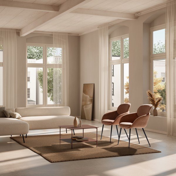 Tavolino da salotto color terracotta in metallo 70x73 cm Beatrix – MOME-image-1