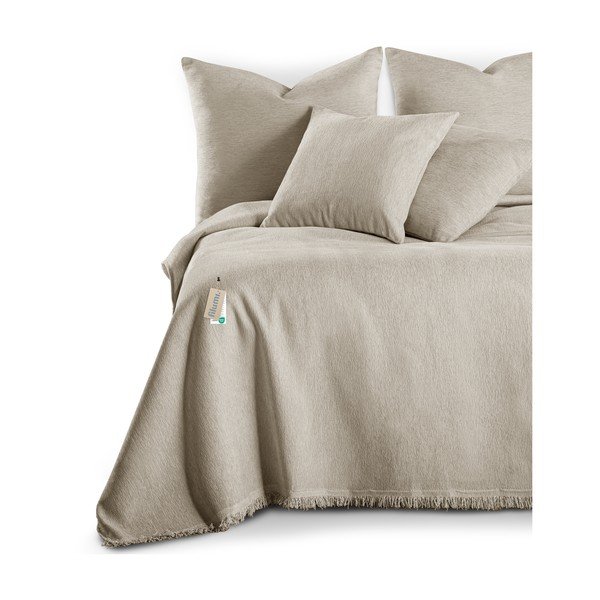 Copriletto beige in ciniglia 220x240 cm Talo – Filumi