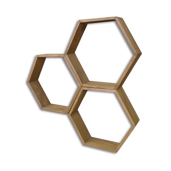 Set di 3 mensole da parete in legno Bee - Evila Originals-image-2