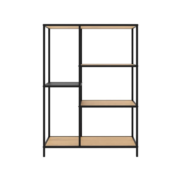 Libreria nera/di colore naturale effetto rovere 80x112x35 cm Altino – Unique Furniture