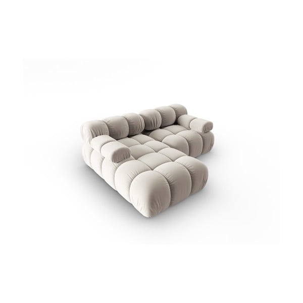 Divano angolare componibile beige (con penisola a sinistra) con rivestimento in velluto Bellis – Micadoni -image-4