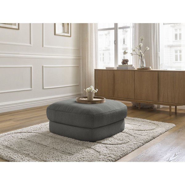 Poggiapiedi grigio scuro con rivestimento in bouclé Leonore – Bobochic Paris-image-3