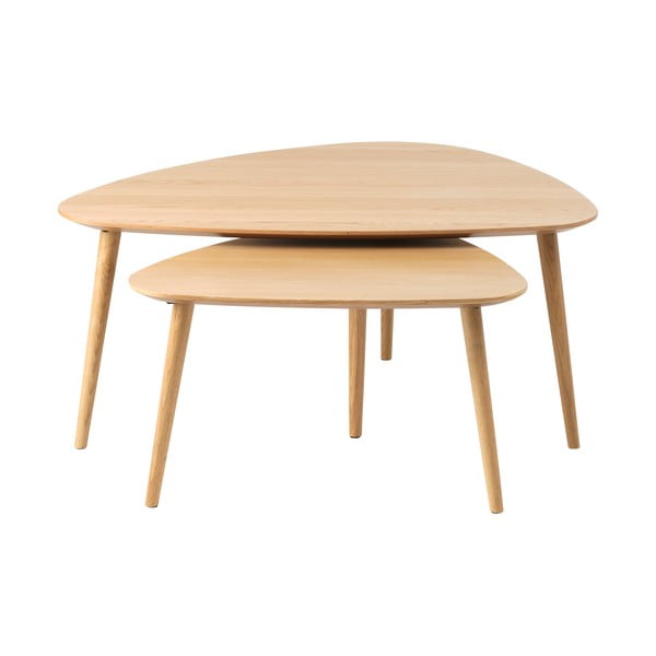 Tavolini in rovere decorato in colore naturale in set di 2 pezzi 70x100 cm Adda - Unique Furniture-image-3