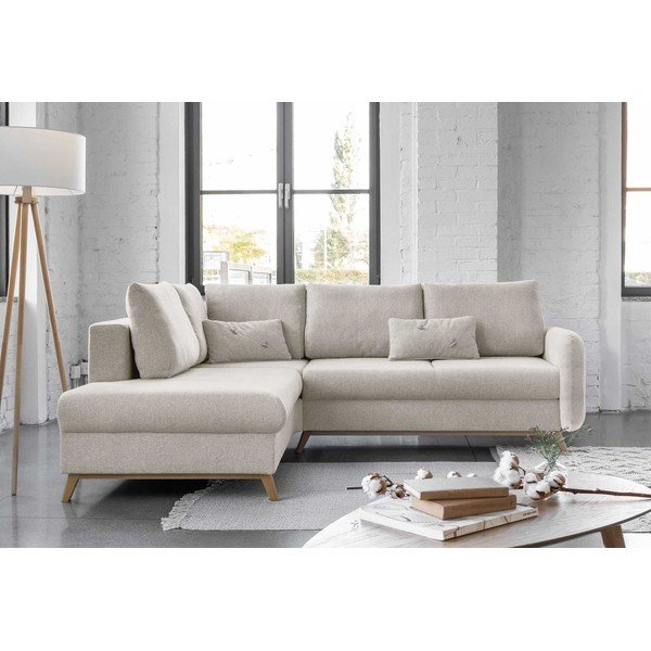 Divano letto angolare beige L, angolo sinistro Scandic Lagom - Miuform-image-1