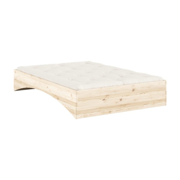 Letto matrimoniale di colore naturale in pino massiccio senza testiera 140x200 cm Orbit – Karup Design-image-4