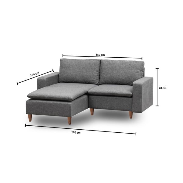 Divano angolare grigio (angolo sinistro) Lungo - Balcab Home-image-2