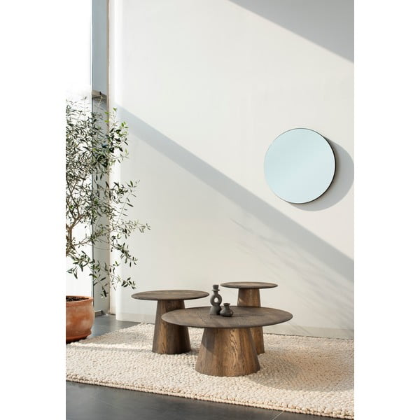 Tavolino da salotto rotondo marrone in rovere massiccio ø 80 cm Mushroom – Gazzda-image-4