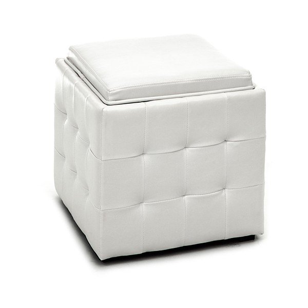 Pouf bianco con contenitore Custodia - Tomasucci
